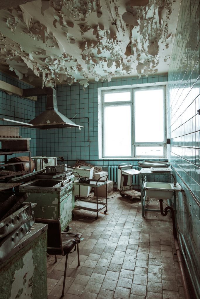 Interior of an abandoned building in Pyramiden